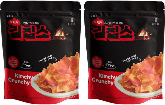 더다믐 김칩스 매운맛, 40g, 2개