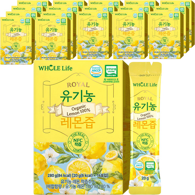 WHOLELIFE 유기농 레몬즙 14p, 280g, 18개