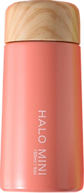 PUKO Halo仿木紋蓋迷你保溫瓶, 蜜桃粉, 150ml, 1入