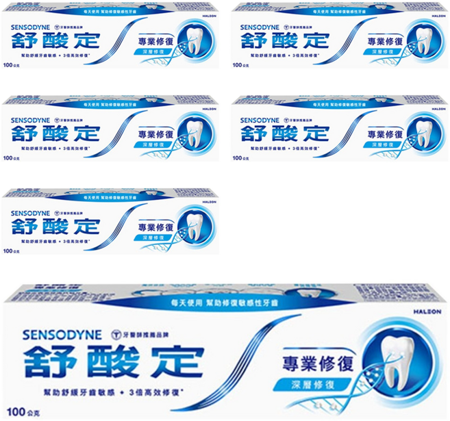 SENSODYNE 舒酸定 專業修復抗敏牙膏, 100g, 6條