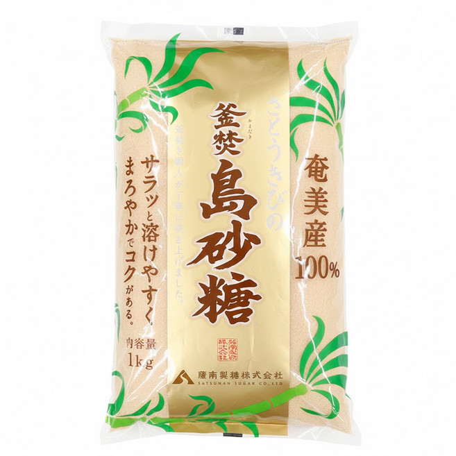 SATSUNAN SUGAR 薩南製糖 釜焚 島砂糖, 1kg, 1包