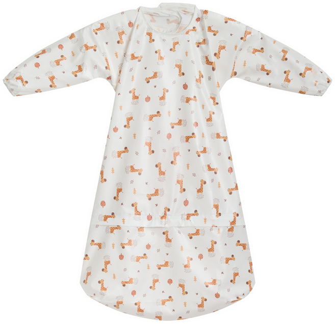 베이비클로 긴팔 지퍼형 이유식 턱받이, 기린브라운, 1개입, 1개