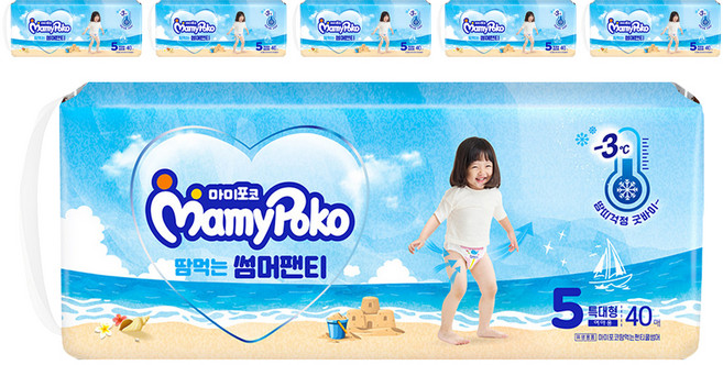 마미포코 땀먹는 썸머팬티 기저귀 여아용, 5단계, 240매