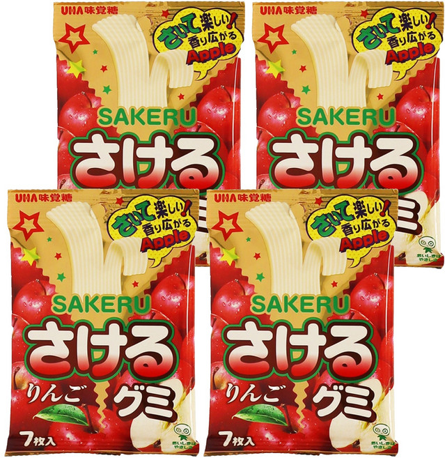 UHA 味覺糖 撕吧 軟糖 蘋果味, 32.9g, 4包