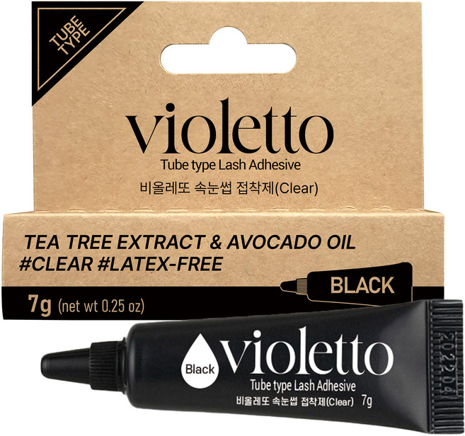 비올레또 티트리 아보카도 속눈썹 접착제 튜브 7g, 1개, 블랙