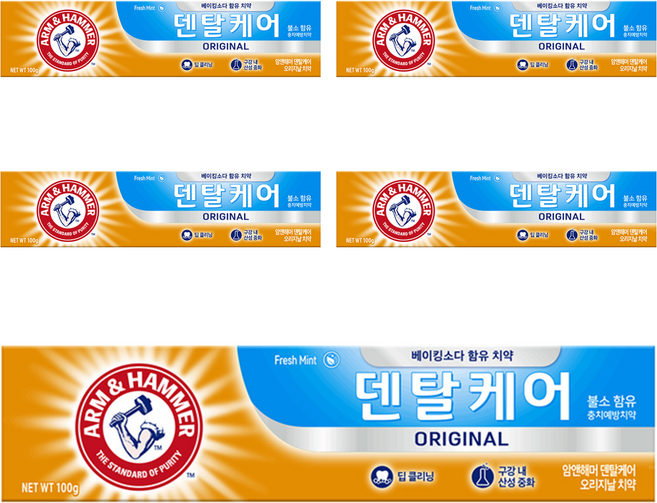 암앤해머 덴탈케어 오리지날 치약, 100g, 5개