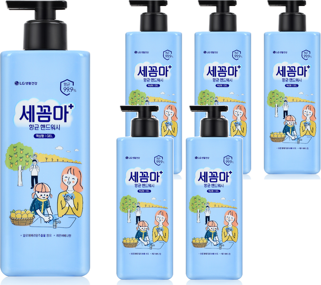온더바디 세꼼마 항균 젤타입 핸드워시 레몬 버베나향, 480ml, 6개