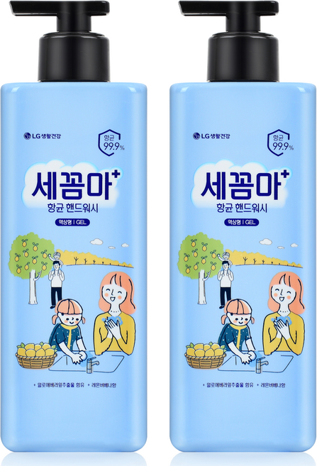 온더바디 세꼼마 항균 젤타입 핸드워시 레몬 버베나향, 480ml, 2개