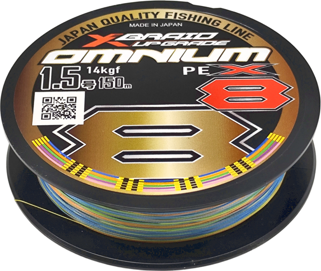 YGK X-BRAID UPGRADE OMNIUM X8 1.5號 PE線 釣線 8股, 彩色, 1個