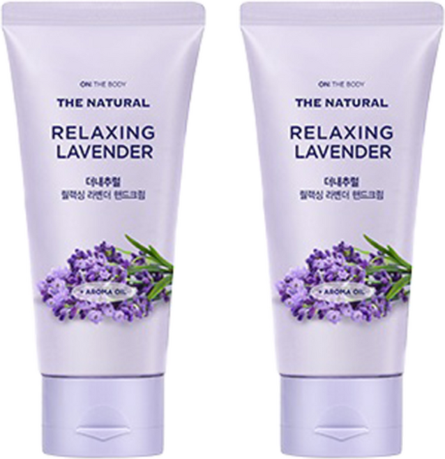 온더바디 더내추럴 핸드크림 릴랙싱 라벤더향, 75ml, 2개