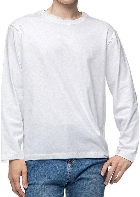 CARET 長袖高級圓領T恤, 白色