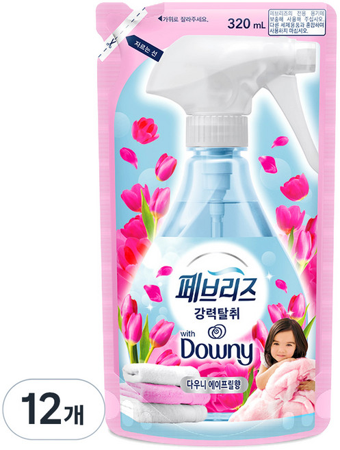 페브리즈 섬유탈취제 다우니 리필, 320ml, 12개, 에이프릴향