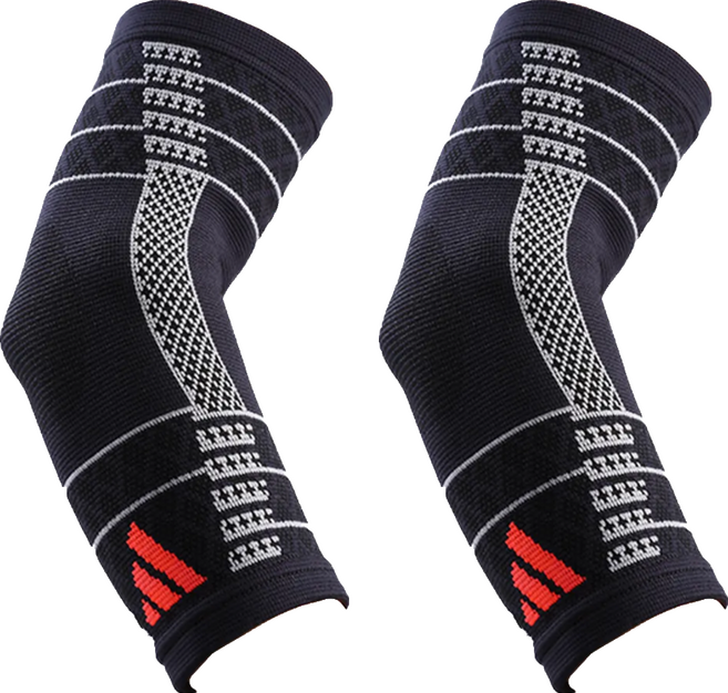 adidas 愛迪達 wucht P3高機能3D立體針織加強型彈性運動護肘, 黑色 + 灰色, 2個