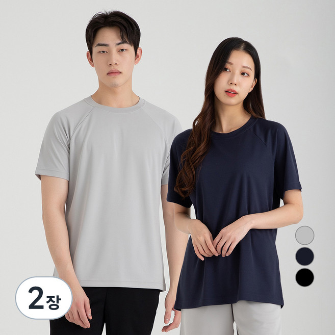 캐럿 남여공용 쿨링 리싸이클 매쉬 반팔 라그란 티셔츠 2p 세트