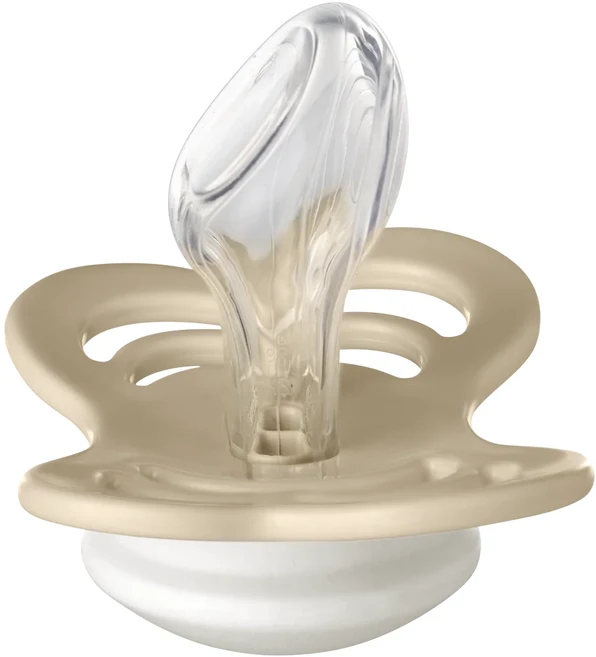 BIBS Couture 拇指型矽膠奶嘴, 0~6個月, 香草夜光款, 1個