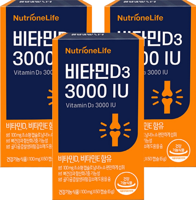 뉴트리원 비타민D3 3000 IU, 60정, 6g, 3개