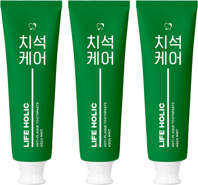 라이프홀릭 치석케어 치약 아쿠아민트향, 100g, 3개