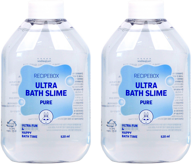 레시피박스 어린이 울트라 목욕 바스슬라임 퓨어, 520ml, 2개