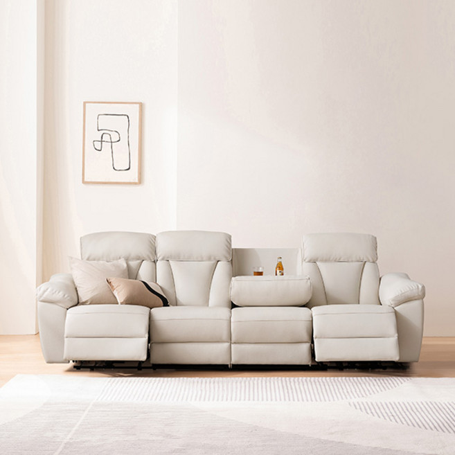 삼익가구 크루즈 USB 4인용 전동 리클라이너 가죽소파 방문설치, 아이보리