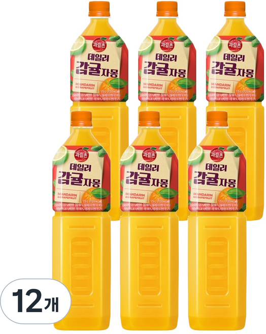 해태htb 과일촌 데일리 감귤자몽 주스, 12개, 1.5L