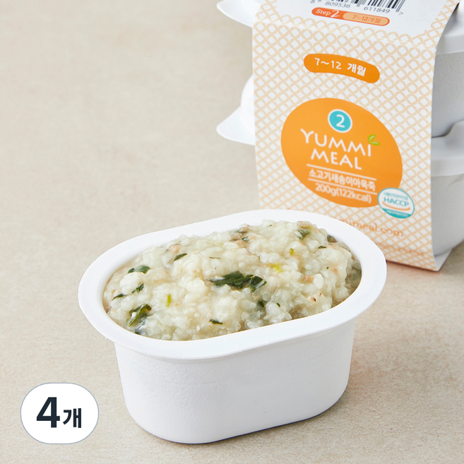 얌이밀 7~12개월 소고기 새송이아욱죽 이유식, 100g, 4개