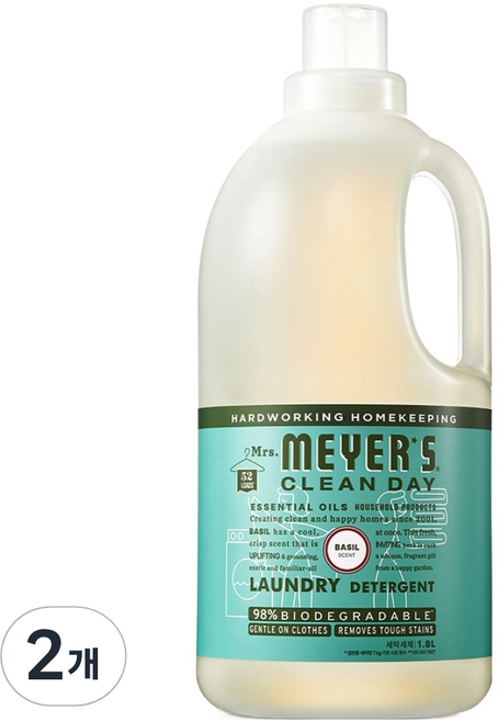 미세스마이어스클린데이 세탁세제 바질, 1.8L, 2개