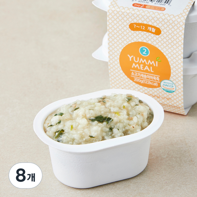 얌이밀 7~12개월 소고기 새송이아욱죽 이유식, 100g, 8개