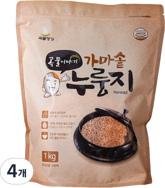 곡물명가 곡물명가 가마솥 누룽지, 4개, 1kg
