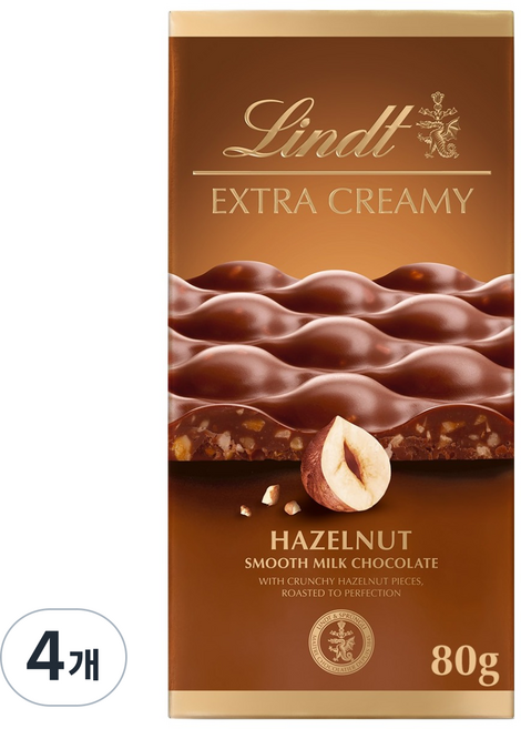 Lindt 瑞士蓮 特濃榛果風味, 80g, 4個