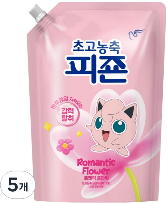 피죤 초고농축 오리지널 로맨틱플라워 리필, 5개, 1.3L