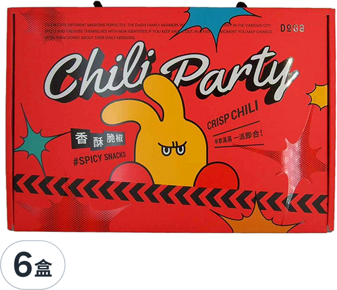 DoGa 杜甲 香酥脆椒派對禮盒, 髮箍氣球2入 + 創意卡片 4入 + 設計貼紙圖案隨機4入 + 香酥脆椒4包, 6盒