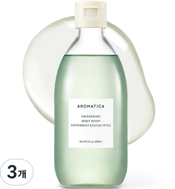아로마티카 어웨이크닝 바디워시 페퍼민트 유칼립투스, 300ml, 3개 - 쿠팡