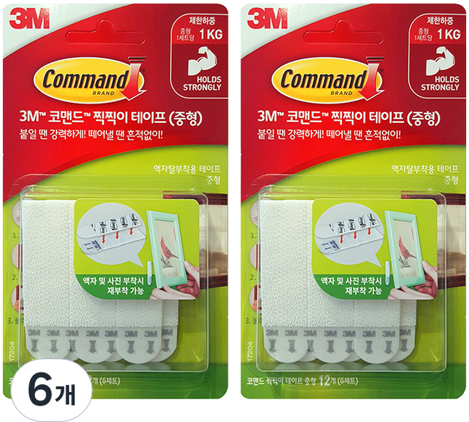 코맨드 찍찍이 테이프 중형, 6개