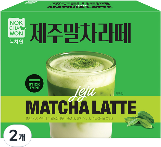 녹차원 제주말차라떼, 18g, 30개입, 2개