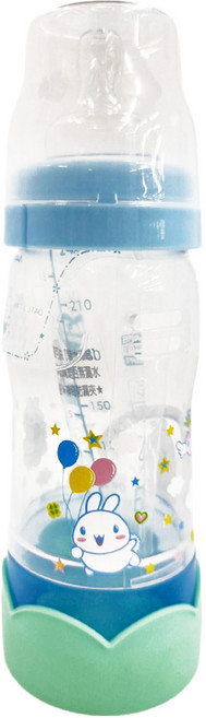 No.1 smart 第一寶寶 第三代免洗奶瓶 240ml 新生兒適用, 彩虹兔 藍色 + 透明色, 1個