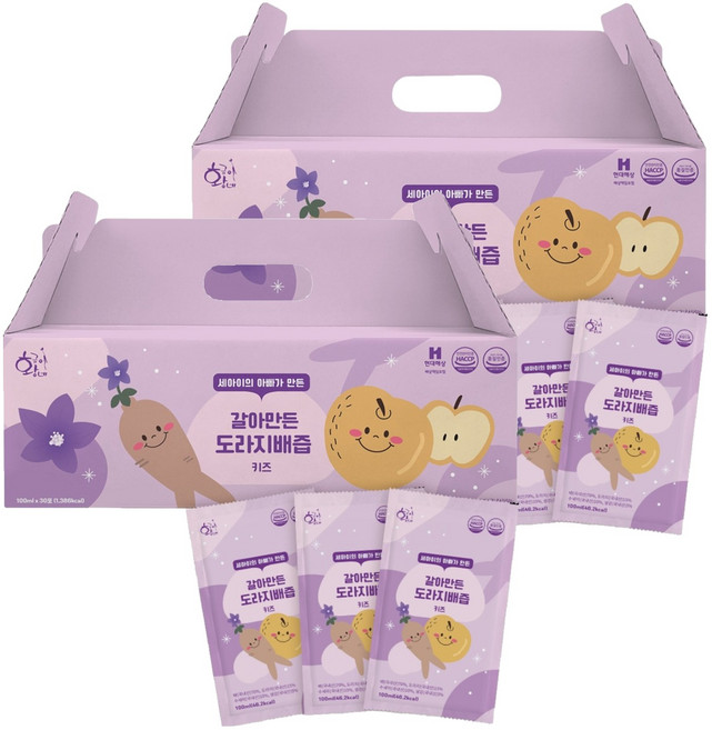 황금이네 국내산 아동용 갈아만든 도라지배즙, 100ml, 60개