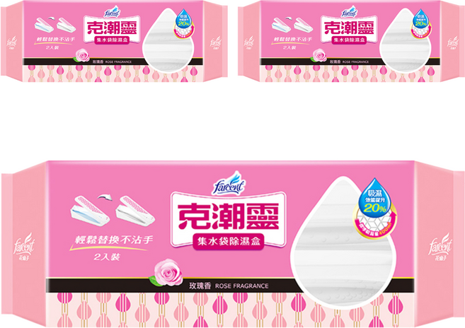 Farcent 克潮靈 集水袋除濕盒 玫瑰香, 3盒
