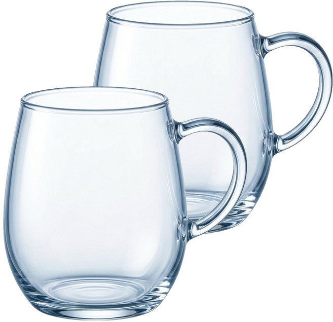 HARIO 好璃奧 圓型玻璃馬克對杯 RDM-1824 360ml, 透明, 2個