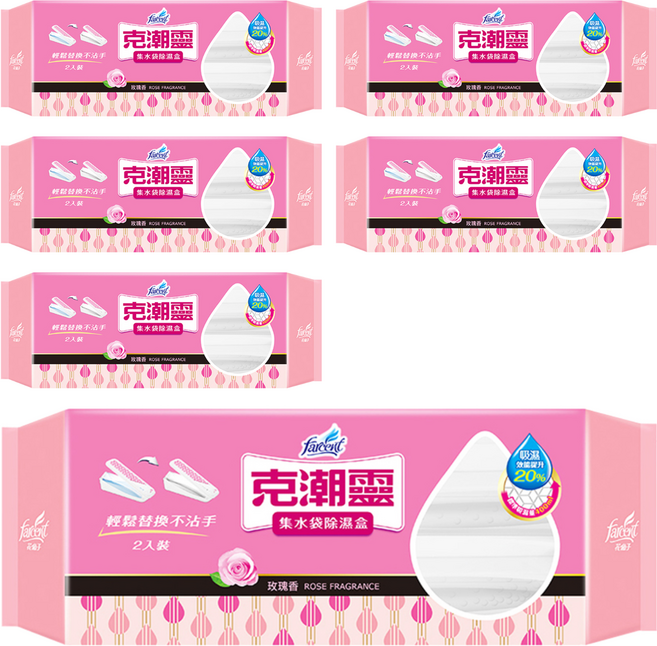 Farcent 克潮靈 集水袋除濕盒 玫瑰香, 6盒