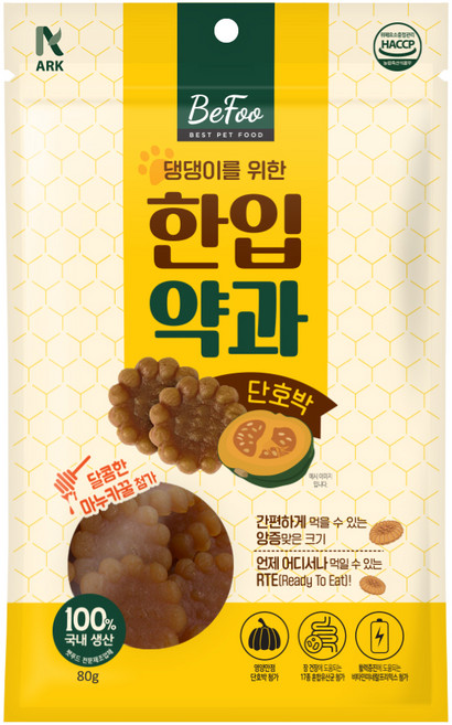 ARK 강아지 한입약과 간식, 단호박, 80g, 1개