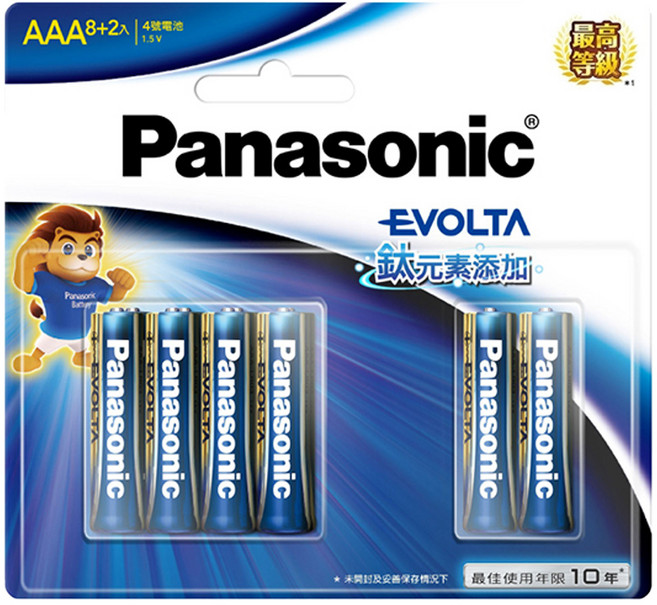 Panasonic 台灣公司貨 Evolta 鈦元素鹼性電池 4號, 10顆, 1組