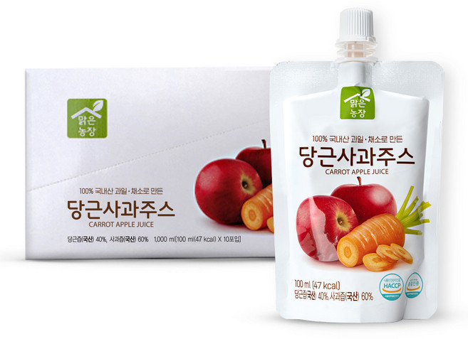 맑은농장 당근사과주스, 100ml, 10개