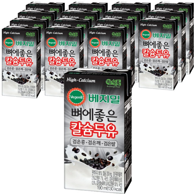베지밀 뼈에좋은 칼슘두유 검은콩 깨 쌀, 190ml, 16개