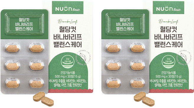 NUON 혈당컷 바나바리프 밸런스케어 15g, 30정, 2개