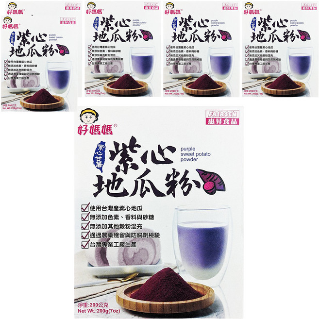 FAIRSEN 惠昇食品 好媽媽 紫心地瓜粉, 200g, 6盒