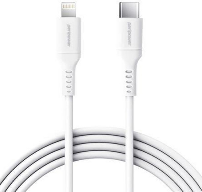 peripower Type-C-Lighting PD快速充電傳輸線 22g, 120cm, 白色, 1條