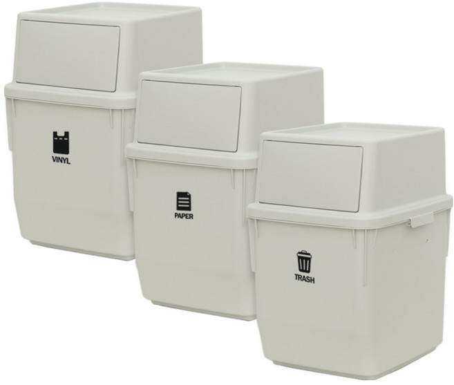 라이피스트 컬러빈 분리수거함 3p, 라이트그레이