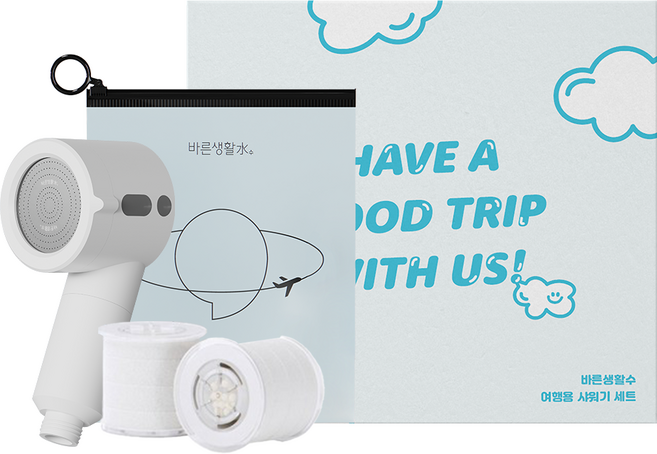 바른생활수 여행용 미니 샤워기 + 필터 고급형 2p, 1개, 화이트