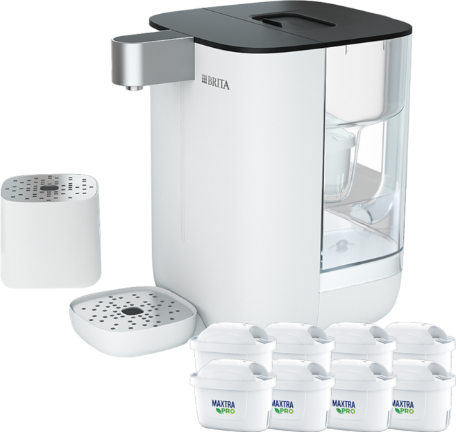 BRITA Cube 小濾方瞬熱溫控滅菌開飲機 附Maxtra Pro 去水垢濾芯 8個, 純淨白, 開飲機1台 + 濾心8個, BRITA Cube-W