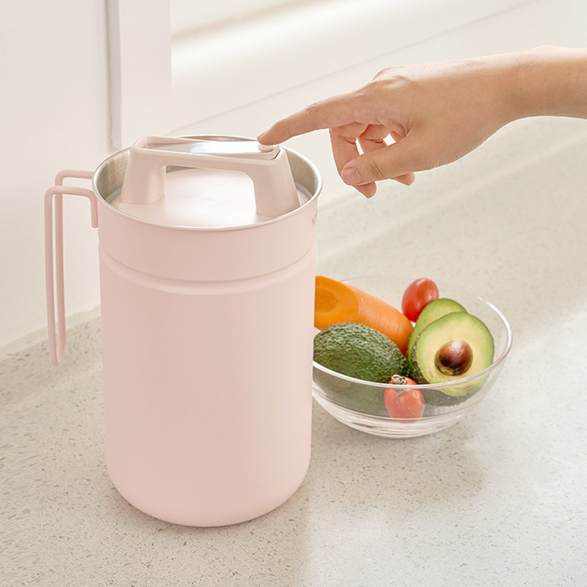 무디타 스텐 진공 음식물 쓰레기통 2.8L, 핑크, 1개